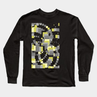 Square Rose in Greys and Yellows Long Sleeve T-Shirt